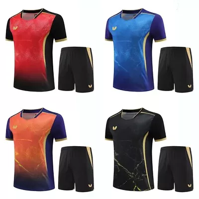 Men's Badminton Sportswear Set T-Shirts +Shorts Table Tennis Clothes Sport Tops  • £35.99