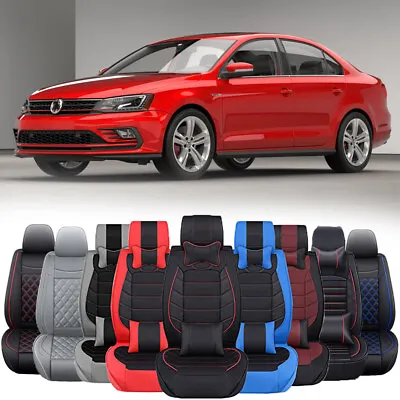 Deluxe Top PU Car Seat Covers 2/5-Seats Cushion Front & Rear For VW Jetta Passat • $99.07