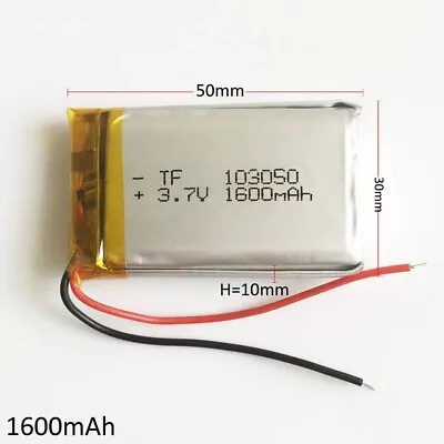 1x3.7V 1600mAh 103050 Lithium Polymer LiPo Battery Rechargeable For Mp3 Gps Dvd • £11.99