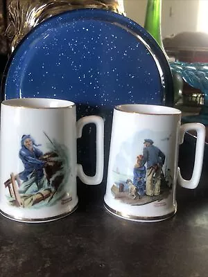 2 NORMAN ROCKWELL 8 Oz Coffee Cups/Mugs VINTAGE 1985 The Norman Rockwell Museum • $6