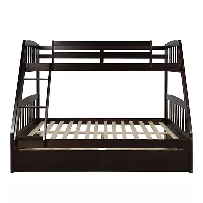 Mondawe Solid Wood Twin Over Full Bunk Bed With Two Storage Drawers • $788.70