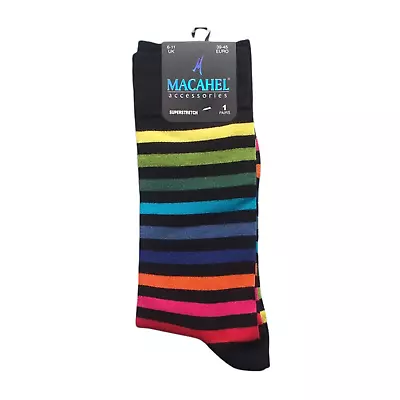 Rainbow Stripe Socks Multi Coloured Novelty Ankle Striped Pattern Mens Womens • £3.99