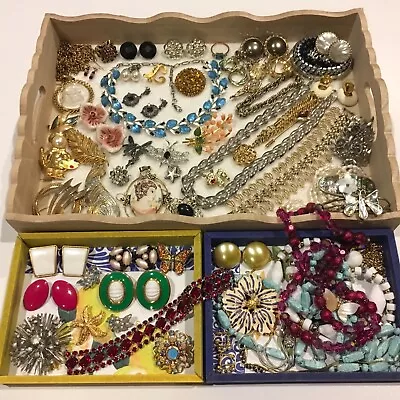 Vintage Pin Earrings Bracelet Jewelry Lot  MONET TRIFARI B.DAVID EMMONS BSK +++ • $245