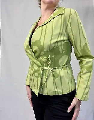 MARIMEKKO Vintage Wrap Jacket Green Blazer Size S Printed Denim Jacket • $97.64