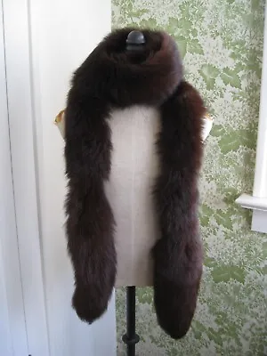 Fox Fur Dark Chocolate Brown Boa Tails Scarf Wrap Shawl Stole 95  Long! • $249.99