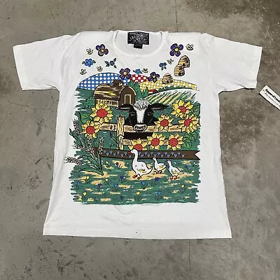 Vintage Apparel Limited Art Wear Cow Farm Shirt One Size White NWT 90s • $56.33