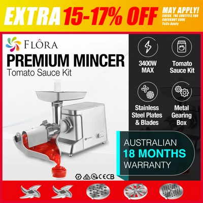 $189.95 • Buy Flora Max 3400W Electric Meat Mincer Sausage Filler Kibbe Maker Tomato Sauce-Kit