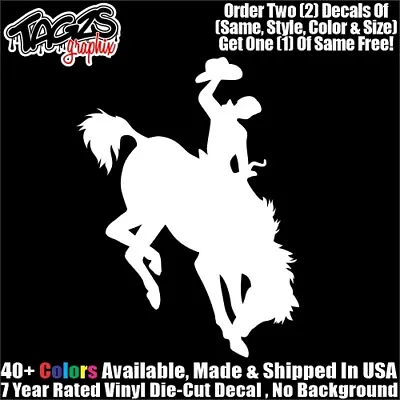 Cowboy Bucking Horse DieCut Vinyl Window Decal Sticker Car Truck SUV JDM • $3.49