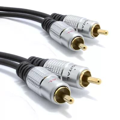 5m Premium 2 RCA To 2 RCA Phono Stereo Audio Cable Cord Lead M / M Gold Plated • $21.99
