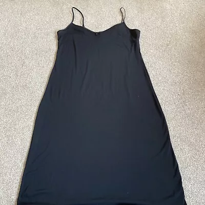 Marks & Spencer Black Stretch Polyester Full Slip. Size 14 & 29 Inch Length VGC • £6