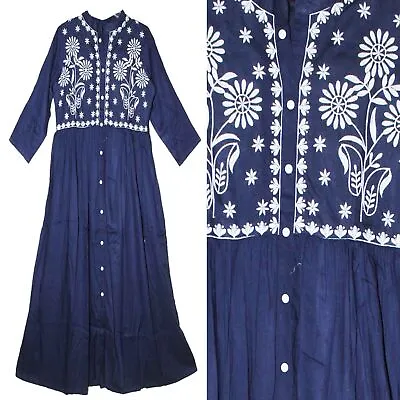 Indian Ethnic Floral Maxi Long Dress For Women Hippie Kurti Boho Retro Gypsy • $59.55