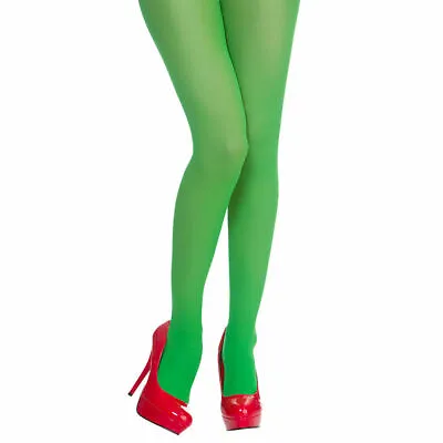 £3.90 • Buy Ladies GREEN ELF TIGHTS Christmas Halloween Elf Leprechaun Fancy Dress Accessory