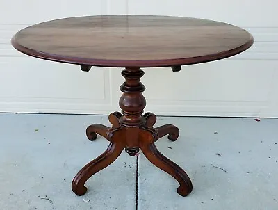 Antique Mahogany Tilt Top Table 38.5 Inches Diameter • $1299