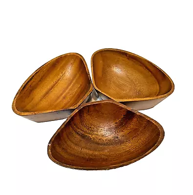 Vintage MCM Lot 3 Wooden Snack Nut Candy Trays 5 X 3.5 X 1.75 Inches • $13.38