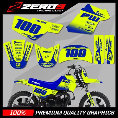 Yamaha Pw 50 Graphics Kit Peewee 50 Graphics Mini Bike Graphics Block Yel-f/blu • $62.11