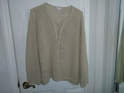 J. Jill Beige Lace Up Sweater Size XL • $9.99