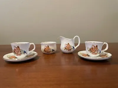 Bunny Rabbit Miniature Tea Set For 2 - Falcon China Staffordshire England • $10