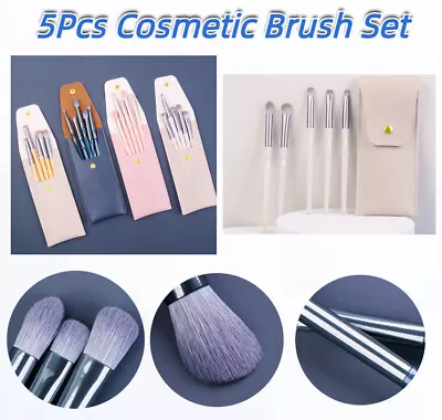 Portable 5 Pcs Eyeshadow Brushes Set Eye Makeup Travel Eyebrow Cosmetic Brushes • $17.81