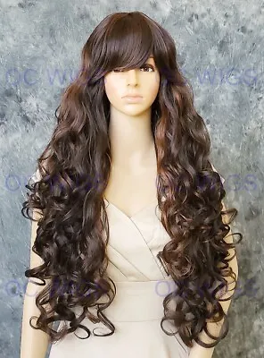 Extra Long Layered Loose Wavy Curls Heat Safe Wig Dark Brown/Auburn EVBM 4/30 • $64.85