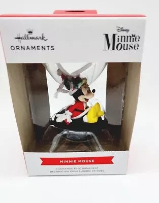 Disney Hallmark Christmas Tree Ornament Minnie Mouse On Tire Santa Red Dress • $4.50