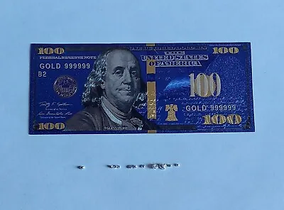 1 Gram .999 Fine Silver  Nuggets  + 1 - Blue 24K Gold Foil $100 BankNote Lot .1! • $5