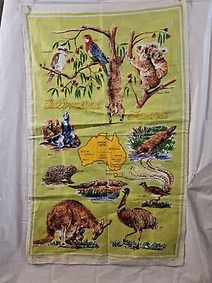 Vtg Nwot Australian Fauna Pure Linen Novelty Tea Dish Towel Souvenir 20x32 • $10