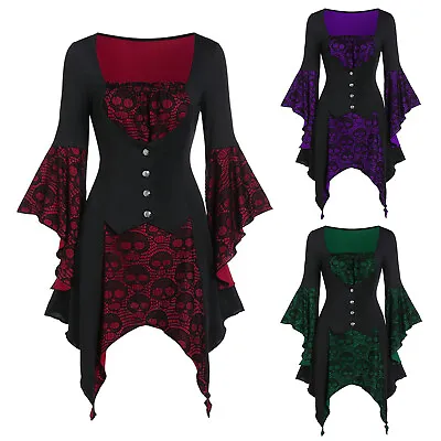 Woman's Steampunk Gothic Dresses Medieval Witch Cosplay Costume Lace Up Dresses • $6.99