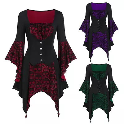 Womens Gothic Queen Witch Cosplay Costume Renaissance Medieval Vintage Dresses • $5.99