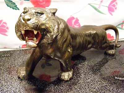 Antique Japanese Bronze Metal Tiger Statue Figurine • £200.80