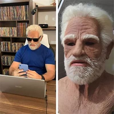 Cosplay Costume Realistic Latex Old Man Face Mask Disguise Halloween Party Props • $34.29