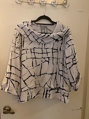 Habitat Clothes To Live In XL Black And White Blouse With Cowl Neck • $20