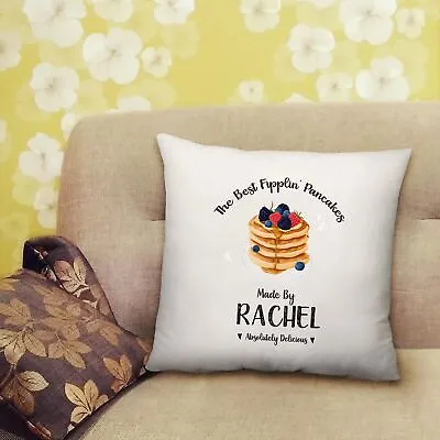 Personalised Pancake Day Cushion Best Pancakes Made By Name Gift - 40cm X 40cm • £13.99