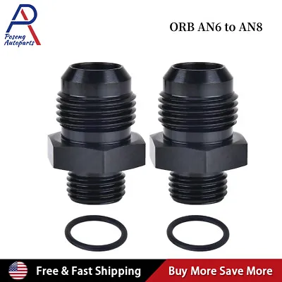 2PCS ORB-6 O-ring Boss AN6 6AN To AN8 8AN Male Adapter Fitting Black • $7.99
