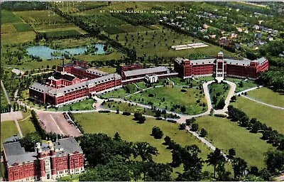 St. Mary Academy Monroe Michigan Aerial Divine Child Postcard UNP Unused Vintage • $2.75