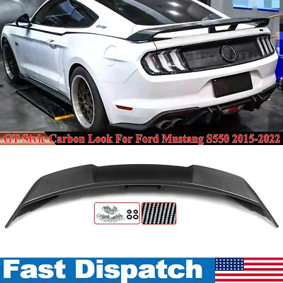 GT Style Rear Trunk Spoiler Wing For 2015-20 Ford Mustang S550 Carbon Look ABS • $138.99
