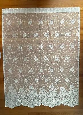 Vintage JC Penney Lace Curtain Panels Off White Floral Scalloped 54x72 Set Of 2 • $28