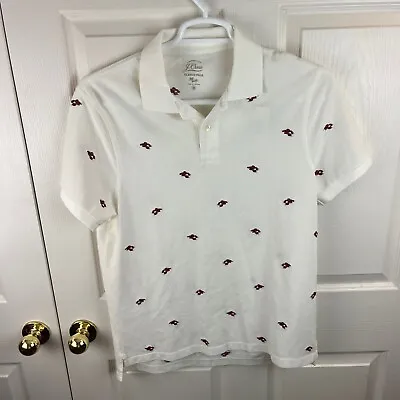 New NWT Men's J.Crew Classic Polo Shirt Lobsters White Red Short Sleeve Medium M • $33.97