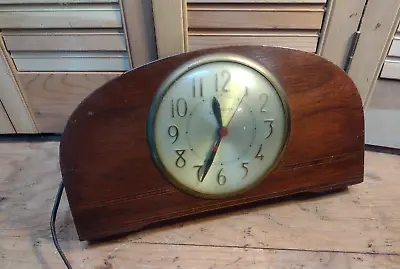 Vintage SESSIONS Wood Mantle Clock Model 3W Art Deco Electric Parts Repair  • $15