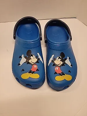 Crocs Mickey Mouse Slip On Clogs Blue Unisex Men's Size 12 • $40