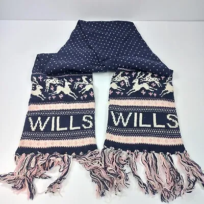 Jack Wills Broad Womens Scarf Navy With Dears • £19.99