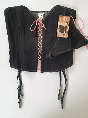 £47.95 • Buy Shirley Of Hollywood Black Denim Bustier 42 (UK 20-22) Designer Basque Corset