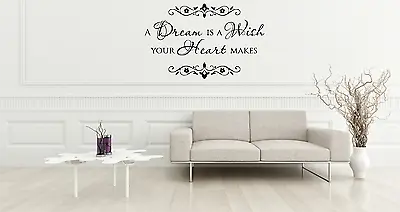 Cinderella Disney Transfer Quote A Dream Is A Wish Home Wall Decal Sticker FI18 • £9.98