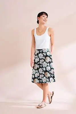 Seasalt Women's Skirt - Black Paint Pot Organic Cotton Skirt - Regular - Peony O • £22.95