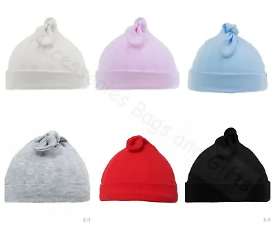 Baby Hat 0 - 6 Months Boy Girl Beanie Knotty Hat Unisex Soft Touch ~ 100% Cotton • £3.39