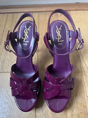 Saint Laurent Tribute 75 Patent Platform Sandals Size 38 • £170