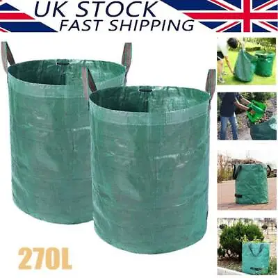 2x Heavy Duty Garden Bag Waste Weeds Leaves Bin Cutting Refuse Sack Bag 270l Uk • £7.39