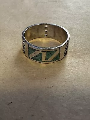 Men’s Sterling Silver Turquoise Inlay Band Ring  • $9.99