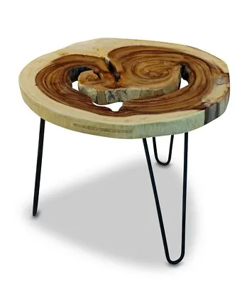 £112.31 • Buy Coffee Table Tree Pane Sofa Flower Stand Acacia Solid Wood