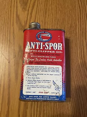 Vintage Anti Spor Hair Clipper Oil 1 Pint Can Nu-vita Product Barber Shop • $18.45