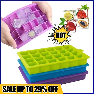 24 Grid Silicone Large Wax Ice Cube Tray Mould Giant Maker Square Juicy Mold HOT • £0.99